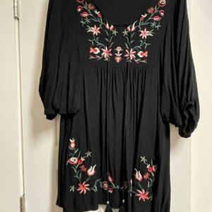 Bohemian Embroidered Shift Dress/Tunic Large